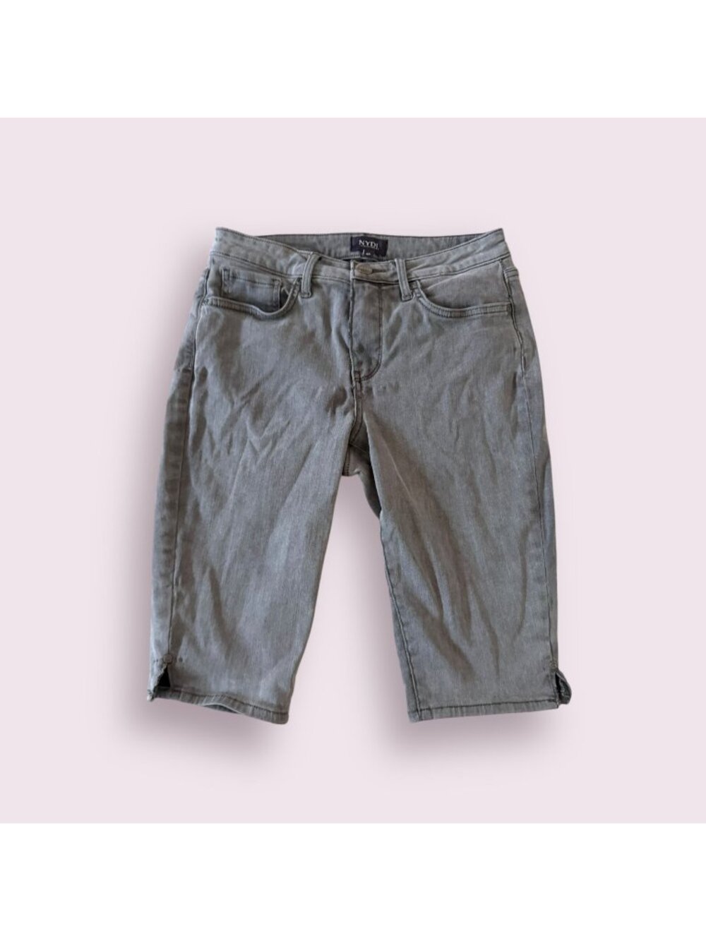 NYDJ Gray Stretch Denim Bermuda Shorts Size 4 Petite